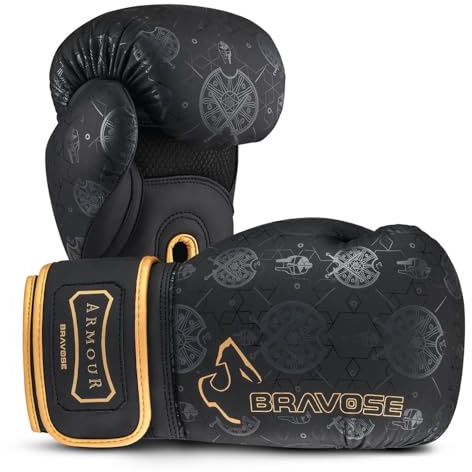BRAVOSE Armour 12oz Boxing Gloves Men, Women, Ladies | Muay Thai Gloves for Training, Sparring Glove in Customized Mould for Snug Fit | Ideal for Punching Bag, MMA Fighting, Kickboxing 10, 14oz, 16oz