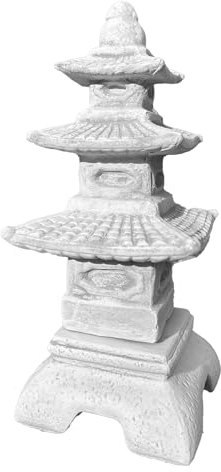 FABRIQ Tachi-Doro Japanische Pagode, Steinfigur, steinlanterne, Japanishe Laterne, wetterbeständig, Zen Garten, massiv L: 32cm W: 32cm H: 46cm Gewicht: 14kg für Außenbereich Frostbeständig bis -30°C