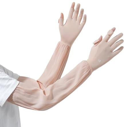 Antcher Guantes de protección solar UV para mujer, guantes de conducción de ciclismo de seda de hielo, guantes largos para deportes, golf, senderismo, pesca (rosa)