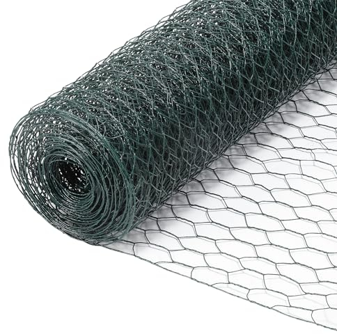 Eulenke Sechseckgeflecht Maschendrahtzaun - Verzinkt mit Beschichtung, Kaninchendraht, Drahtzaun, Hasendraht - Sechseck Drahtgitter Maschenweite 27 mm, Höhe 100 cm, Länge 10 m - Grün