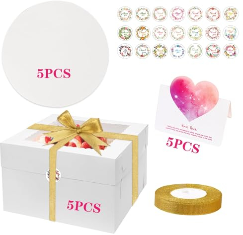 TOSUTO Scatole per Torta,Confezione da 4 scatole bianche per il trasporto di torte con coperchi,Scatola per Dessert,Scatole Torta Bianca,Scatola Quadrata per Dolci con Coperchio