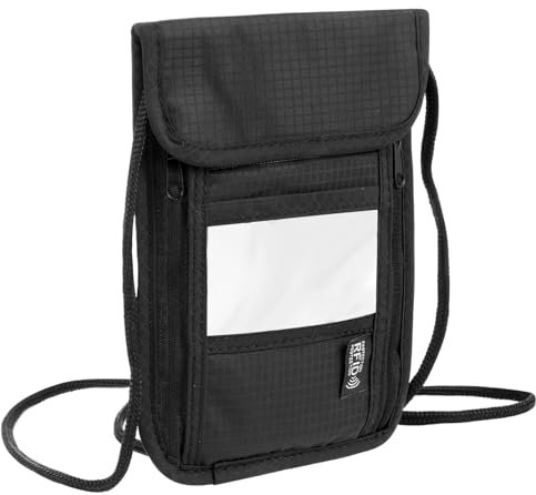JIYIN Schwarz Brustbeutel mit RFID Schutz, 19 x 14,5cm Brustbeutel Brusttasche Anti-Diebstahl Unisex Reisegeldbeutel Umhängetasche Brustbeutel Jungen für Passport Kreditkarten Smartphone Münzen Geld