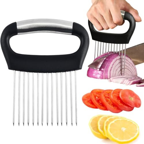 Affetta Cipolle, Forchetta per Cipolle,Utensili da Cucina in Acciaio Inox,Coltello per Cipolle, Adatto per Tagliare Carne, Verdura, Frutta, ECC