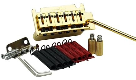 Guyker gitarr Tremolo-bro med rullsadel och block & brodubb, vår och klo, pop-in vibratestång, komplett installationssats (GG-2001, guld)