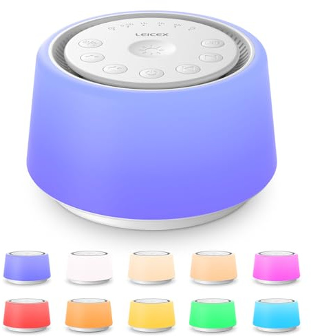 LEICEX White Noise Sound Machine | Sound Machine for Baby Rechargeable | 30 Soothing Sounds | 10 Colors Night Light | White Noise Machine for Sleep Baby Adults Portable Sound Machine for Home Travel