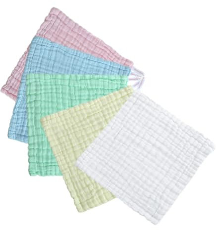 HAPINARY 5stücke Mull Waschlappen Baumwolle Saugfähiger Waschlappen Für Kleinkinder Und Junge Mädchen Als Spucktuch Geeignet Atmungsaktiv Und Weich Für Empfindliche Babyhaut Praktisch Und w