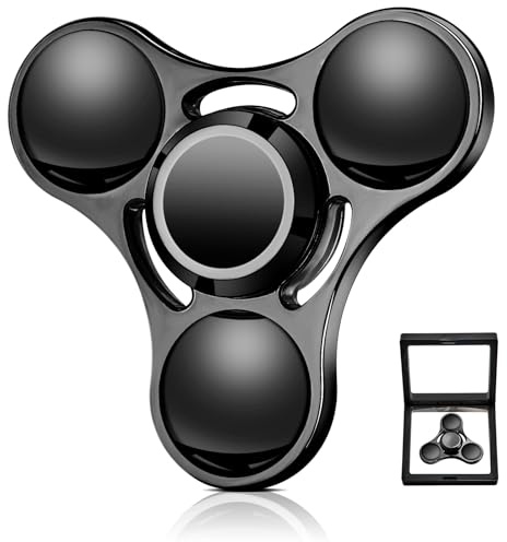 SCIONE 1PC Toupie à Main en Métal – Fidget Spinner Haute Vitesse pour Adultes & Enfants – Jouet Sensoriel Anti-Stress avec Capsules de Roulement Amovibles – Idéal pour Bureau, Salle de Classe (Noir)
