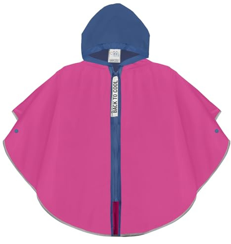 Regnponcho Flickor 3 4 5 6 År med Dragkedja - Regnjacka för Barn Grundskola Vattentät Reflekterande Profiler EVA Material - Regnkappa Poncho med Knappar Regnsäker Vindtät - PERLETTI (3-6 År, Rosa)