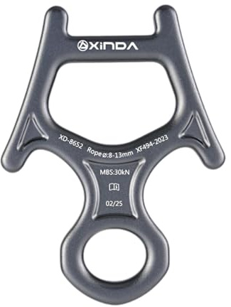 Fenteer Dispositivo di Discesa a 8 Figure da 30KN in Lega di Alluminio per attività di Speleologia, Grigio