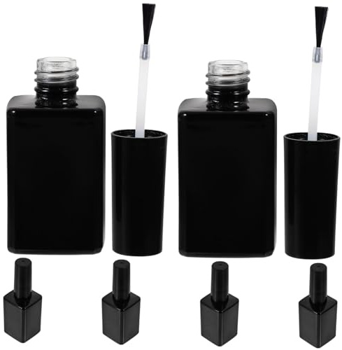 OATIPHO Lot de 6 flacons de vernis à ongles carrés en verre avec brosse pour gel et laque rechargeables pour salon et voyage