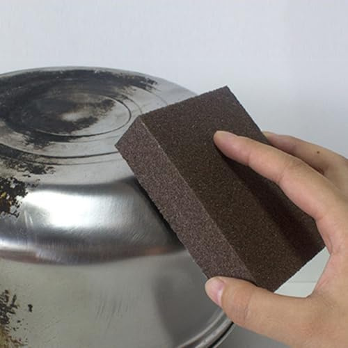 Emery Svampborste grytrengörare mot rost och envis smuts – skrubbsvamp för kök och badrum – aluminiumoxid korn 10 x 7 x 2,5 cm