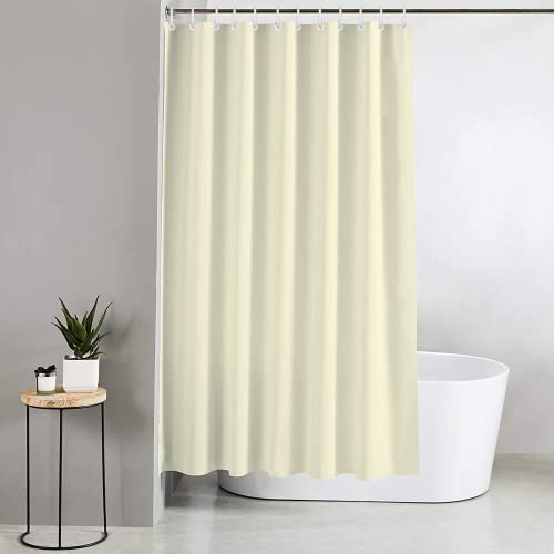 Blue Canyon Plain Shower Curtains | 100% Polyester Shower Curtain | Anti-Bacterial Surface Treatment | Water Repellent| Weighted Hem | 180 X 180cm | 12 Reinforced Eyelets with Hooks Included (Cream)