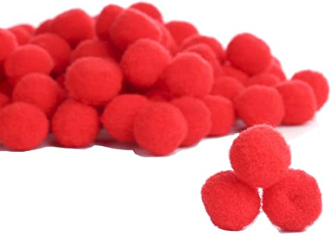 Perlin Pompons Pompon Plüsch Bälle 25mm Rot Bommel 100 Stk Nähen Tilda Basteln Borte Bälle Flauschigen für Lustige DIY Kreative Handwerk