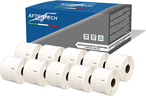 Aftertech 10x 11354 57x32mm Rotoli di Etichette adesive compatibili (1000 Etichette/rotolo = 10000 totali) per Dymo LabelWriter Seiko SLP etichettatrici stampanti S0722540 10x11354