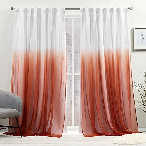 Exclusive Home Crescendo Lined Room Darkening Blackout Hidden Tab Top Curtain Panel Pair, 52x108, Mecca Orange, Set of 2