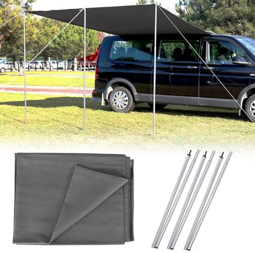 OMAC Sonnenvordach Seitenmarkise Set kompatibel mit VW Transporter T5 2003-2015 L2 Langer Grau
