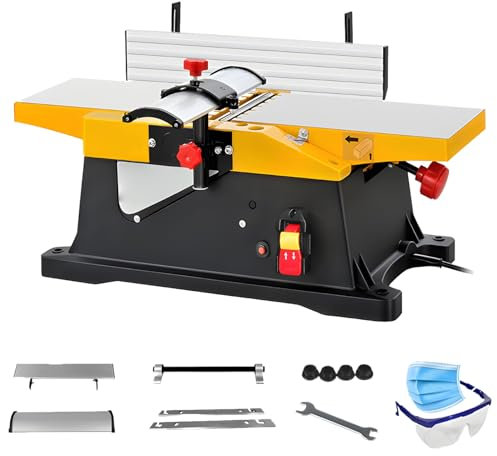 AXGCAA Raboteuse d'établi 15 cm, 12 000 TR/Min, raboteuse électrique de Bureau pour Le Travail du Bois, Profondeur de Coupe réglable de 0 à 3 mm, Largeur de 150 mm, 1 800 W