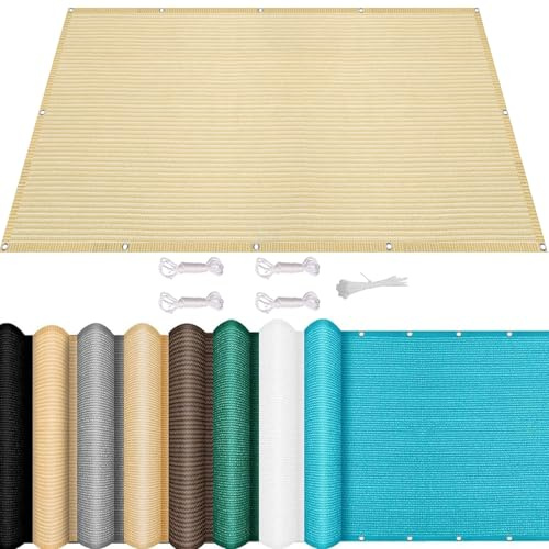 Toldo Vela de Sombra con Ojales 160 x 250 cm Transpirable Permeable Protección 95% UV Malla para Sombra de Jardín con Ojales y Cuerdas para Exteriores, Pergola, Terrazas, Color Crema