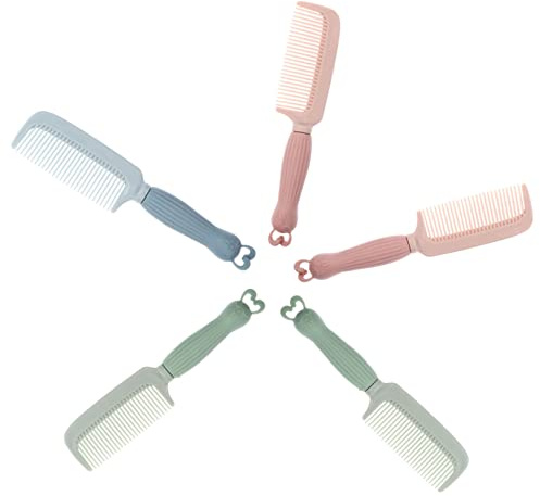Gogogmee 5 piezas Peine Antistático con Mango de Silicona Conejo para Diseño Ligero y Portátil para Cabello Seco y Mojado Colores Verde Rosa y Azul Adulto