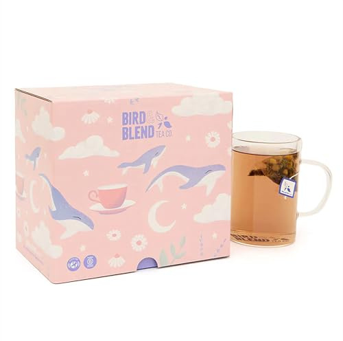 Bird & Blend A Moment of Calm Tea Selection Gift Box | 4 Caffeine Free Relaxing Teas | 60 Plastic Free Biodegradable Tea Bags | Sleep & Relaxation Herbal Tea Gift Set