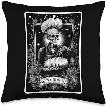 The Sourdough Dealer Bread Baking Bread Baker Tarot Card Throw Pillow