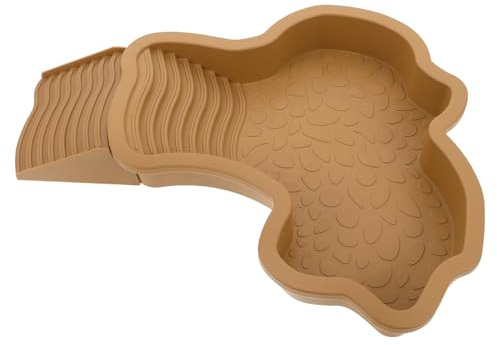 FRCOLOR Ciotola per Tartarughe d'Acqua con Scivolo Antiscivolo e Piattaforma per Prendere Sole in Plastica, Contenitore da Bagno per Rettili