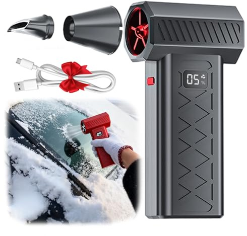 Led Turbo Snow Blower, 130,000 RPM Electric Air Duster with Led Display & Light, Rechargeable Mini Blower Jet Turbo Fan for Drying, Snow Removal, Cleaning (Black)