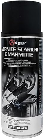 D-GEAR Vernice Alta Temperatura per Scarichi e Marmitte, 400ml, Nero Opaco, Resistente fino a 500°C