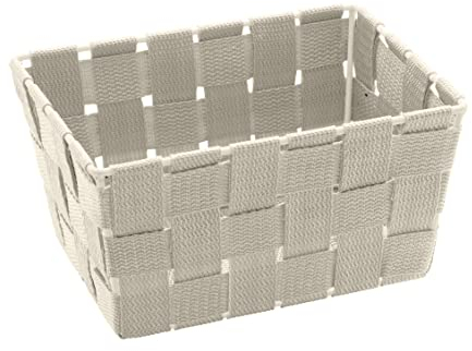 WENKO Aufbewahrungskorb Adria Mini Beige - Badkorb, rechteckig, Kunststoff-Geflecht, Polypropylen, 19 x 9 x 14 cm, Beige Mini Long