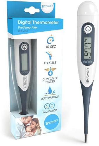 iProven Oral Thermometer, Measures in 10 seconds with flexible tip and fever alarm, Digital Medical Thermometer for adults, kids and toddlers - DTR-1221A
