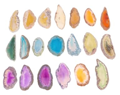 Yardwe Bunte Natürliche Perforierte Achatscheiben 4.50X3.00X0.40Cm 20 Stück – DIY Schmuckzubehör Windspiel Anhänger Und Kreative Tischdekoration Für Haushalt Und Garten