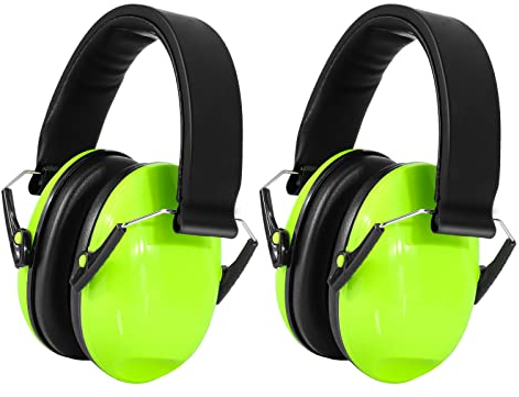 Beedove Casque Anti Bruit Enfant, 2 Pièces Casque Antibruit Pliable Réglable Confortable, Protection Auditive, pour l’Autisme, TDAH, Feux d’Artifice, Concert, Milieu Bruyant ou Stressant, Citron Vert