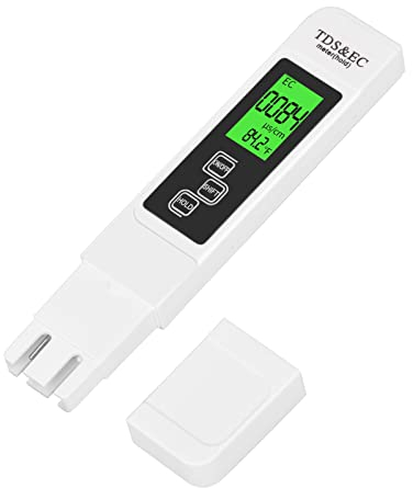 Medidor de Prueba de Calidad del Agua, Medidor de TDS EC con pantalla LCD para Agua Potable, Hidroponía, Piscinas, Acuarios - Blanco