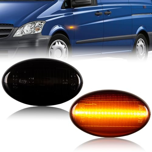 OZ-LAMPE 2 Stücke LED Blinker Seitenblinker für Mercedes-Benz Smart W450 W452 A-Class W168 Citan W415 Vito W639 W447, Blinker mit Canbus Fehlerfrei, Schwarz