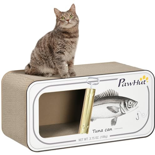 PawHut 2 in 1 Cat Scratching Board, Cardboard Cat House with Catnip
