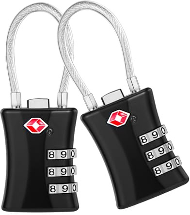 Blendura TSA Gepäckschloss 2 Stück, TSA Zahlenschloss Vorhängeschloss 3-Stelliges Sicherheitsschloss Kofferschloss, Kabelschloss Für Koffer Gepäck Rucksack Schul Reise Zubehör