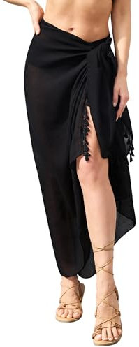 Kiiwah Strand Wrap Sarong Damen Pareo Strandtuch Kleid Lange Strandkleid Sommer Bikini Cover Up Wickelrock Strand mit Sarongschnalle Strandrock Strand Wear Cover