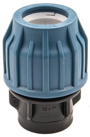Raccord à compression pour eau potable, 16 bar, cert. DVGW/KIWA/WRAS (adaptateur avec filetage intérieur, 32mm x 3/4)