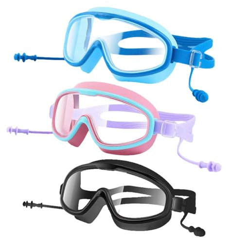 KKTONGXI Schwimmbrille für Kinder Taucherbrille Kinder ab 3 Jahren mit UV-Schutz,KEIN Auslaufen verstellbare Silikon-Schwimmbrille für Kinder, Mädchen, Jungen (Rosa grün)