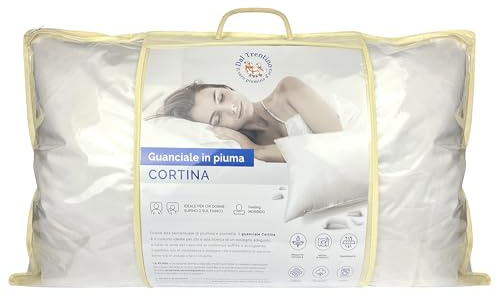 IlGruppone Guanciale dal Trentino in Vera Piuma D'Oca Cuscino Letto Bianco Forma A Saponetta 50 x 80 Cm Prodotto Certificato Oeko Tex Pregiato qualità Hotel Albergo