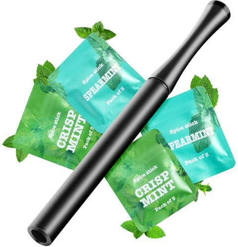 Boderi Quit Inhaler Stainless Steel with 4 Packs Double Mint Spearmint Flavored Cotton Cores, Break Up Bad Habits