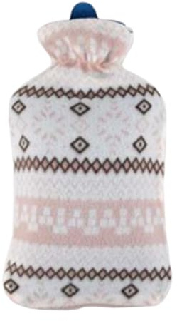 Home Universal Bolsa de Agua Caliente con Funda de Felpa a Cuadros, 2L, Múltiples Diseños, Protección Anti-quemadura, para Calentar Manos, Pies, Espalda y Cuello (Dibujos Beige)