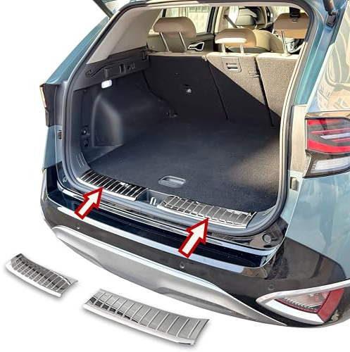 RECAMBO Protector de borde de carga de acero inoxidable interior cromado apto para Kia Sportage V NQ5 año de fabricación a partir de 2022 – Protección contra arañazos, contorno perfecto, acero