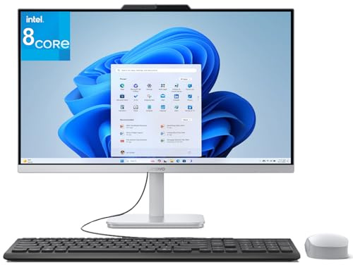 Lenovo IdeaCentre 23.8 i3-N305 8GB 512GB SSD All-in-One Desktop Computer | 1080P AIO Display, WiFi 6, Bluetooth, Windows 11, Lifetime Office 365 for Web, White