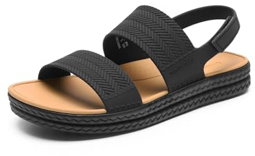 DREAM PAIRS Women Water Sandals Comfortable Flat Beach Platform Dressy Summer Walking Shoes,Size 8,Black,SDFS26006W