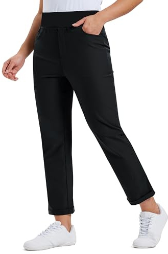 MoFiz Pantalon de Golf pour Femme avec Poches Pantalon Bureau de Extensible Pantalons de Business avec Ceinture élastique imperméable pour Sport, Voyage et Travail UPF50+