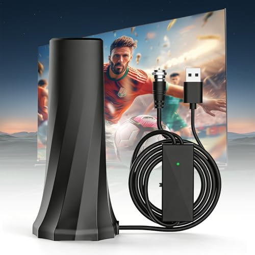 DVBT/DVBT2-antenn – inomhusantenn för TV med förstärkare, HD TV-antenn med magnetisk fot 5M förlängningskabel, 360° mottagning 4K/1080P HD digitala kanaler för DVB-T2, DMB-T, DTMB, ISDB