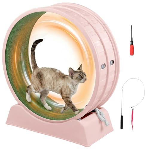LEADZM Roue d'exercice pour Chat 80cm - Roue pour Chat pour 15 kg et Moins Chats - Connecteur de Rail en Plastique, résistant aux Rayures, Stable et Silencieux (Rose)