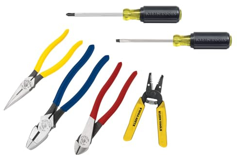Klein Tools 92906 Tool Set, Basic Kit has Klein Hand Tools for Apprentice or Home: Pliers, Wire Stripper / Cutter, Screwdrivers, 6-Piece