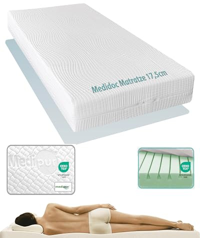 Doctorsleep Medidoc 7 Zonen Kaltschaum/Comfortschaum Matratze 16 cm mit Medipur EC Bezug 110x200 cm Härtegrad 2